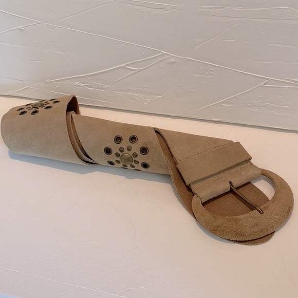 Garugliers 3” Tan Weathered Leather Belt Italy Medium - Picture 8 of 11